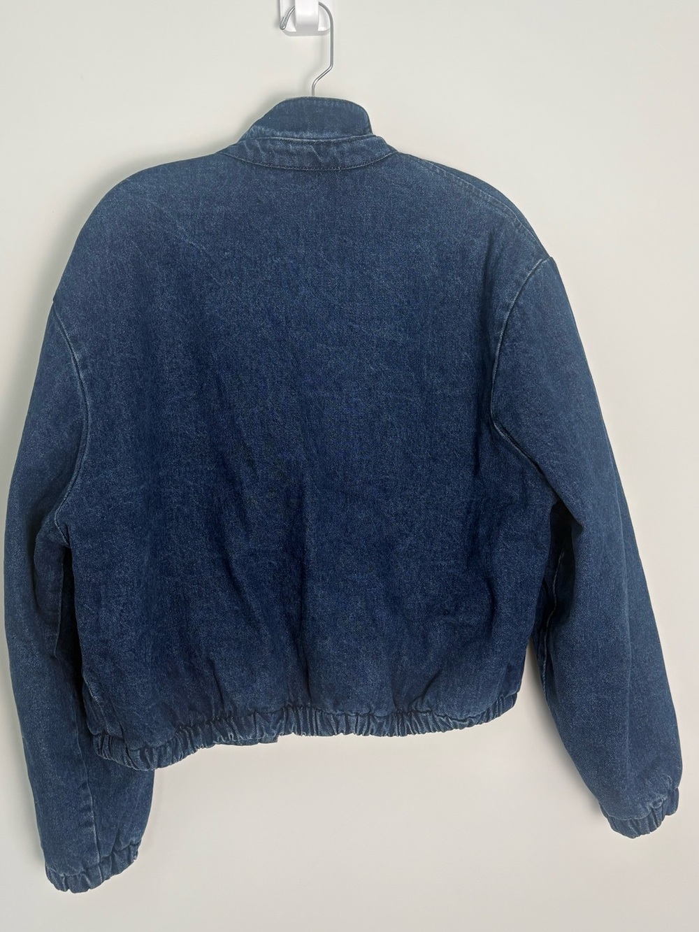 Vintage L.L. Bean Jean Denim Bomber Jacket Cotton Red Flannel Lining Size Small - Picture 4 of 16